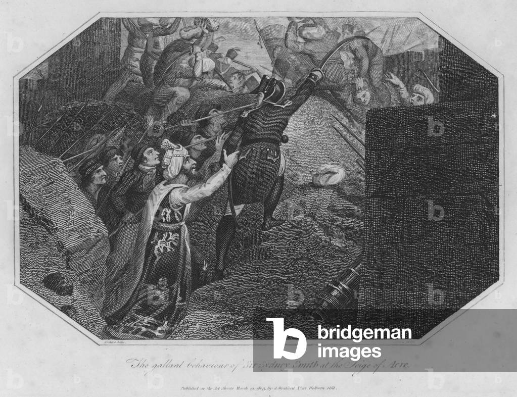 Das galante Verhalten von Sir Sydney Smith bei der Belagerung von Acre (Gravur)
