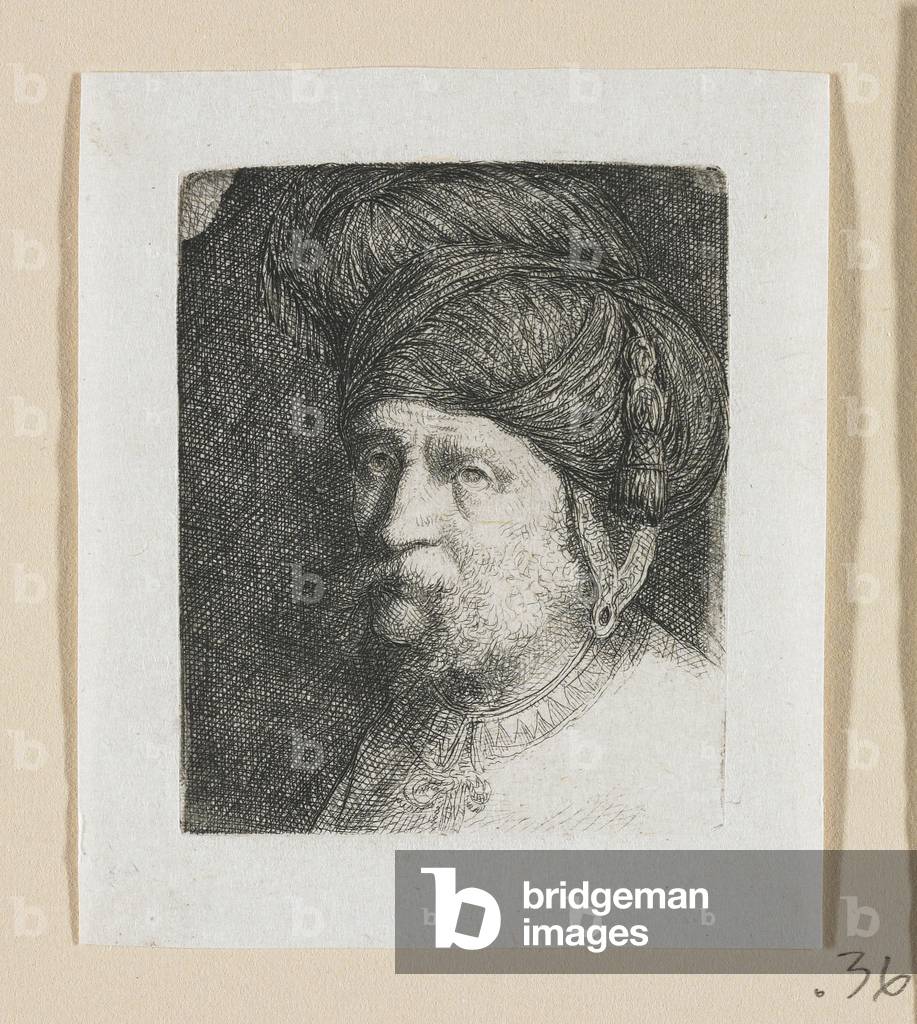 chef d'un homme avec turban, 1774-1789 par Stefan Juliusz Norblin de la Gourdaine