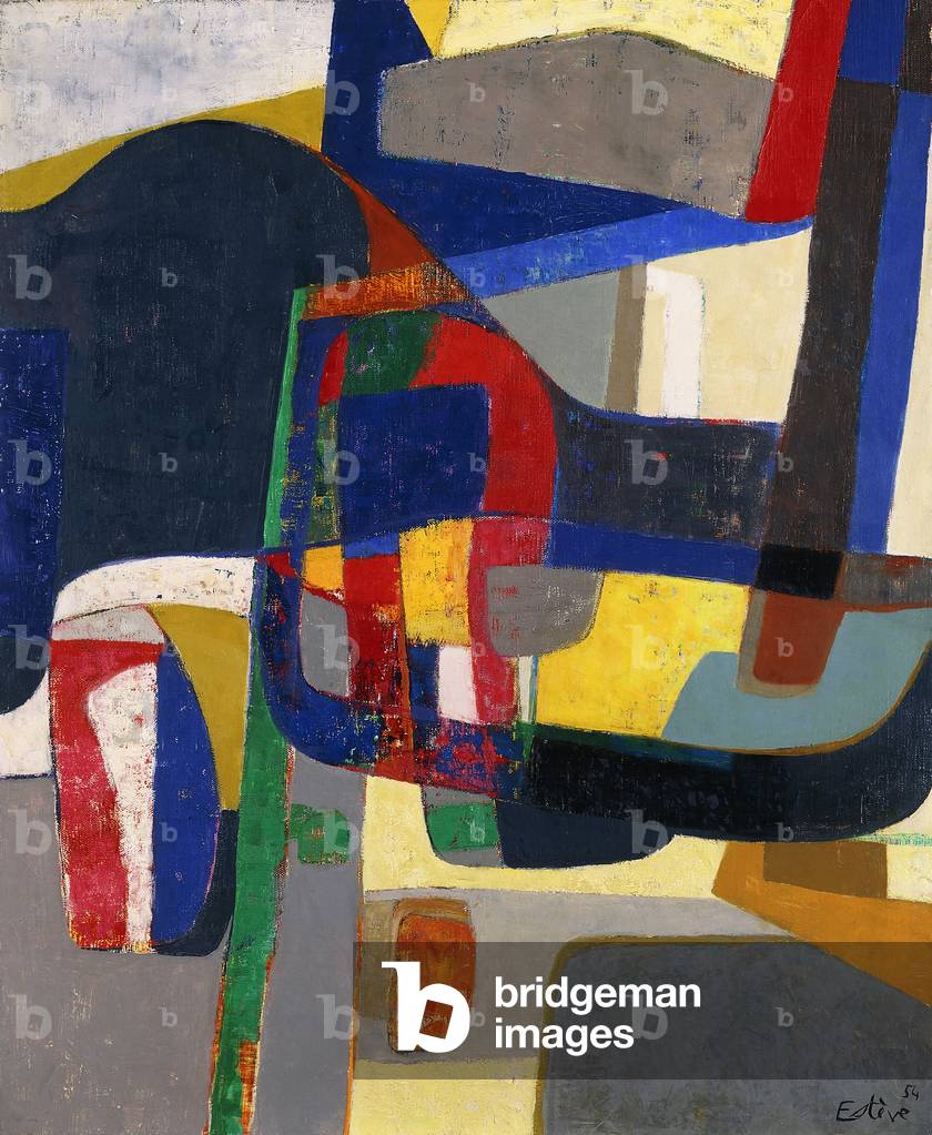 Die Ursachen Schwarz; Les Causes Noires, 1954 (Öl auf Leinwand)