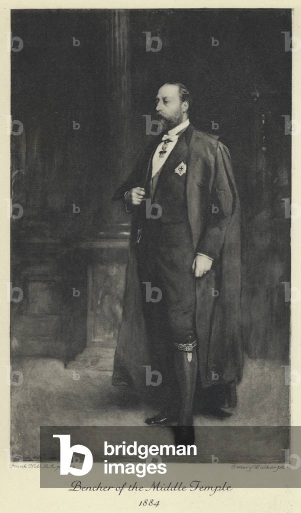 Der Prinz von Wales, der zukünftige König Edward VII., als Bencher des mittleren Tempels, 1884 (litho)