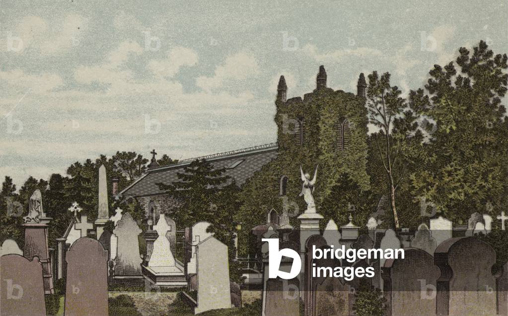 "Birmingham: Edgbaston Old Church (Farblitho)" 1801 von English School