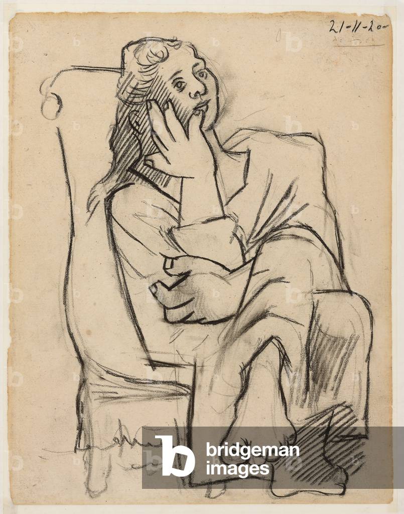 donna seduta; Femme assise, 1920 (pastello su carta)