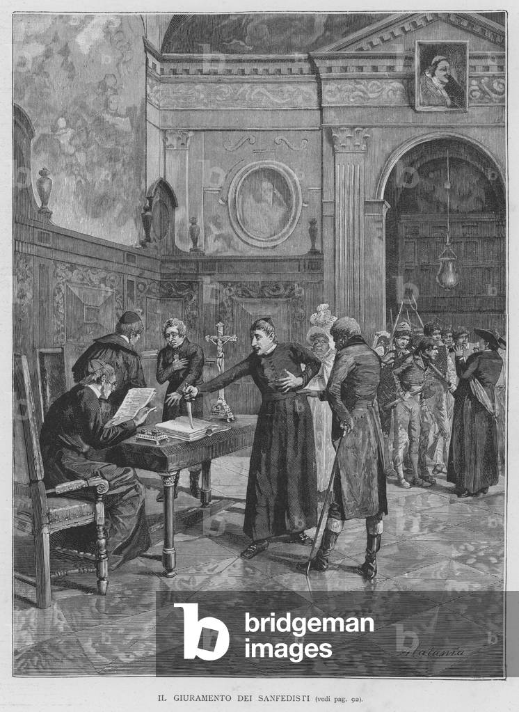 Il Giuramento Dei Sanfedisti (gravure) par Edouardo Matania, b/w