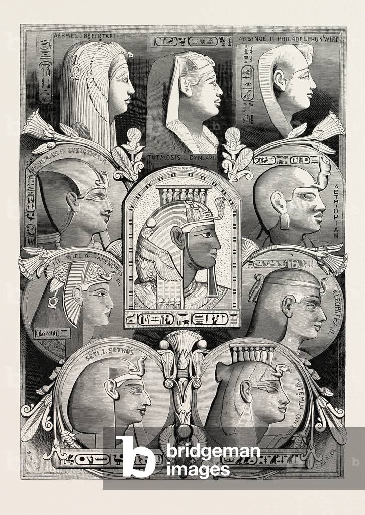 Portraits from Likenesses of the Time of the Pharaohs. Egypt, Engraving 1879