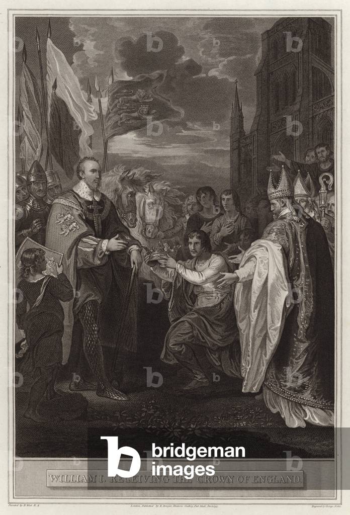 William I ricezione la corona d'Inghilterra (incisione)