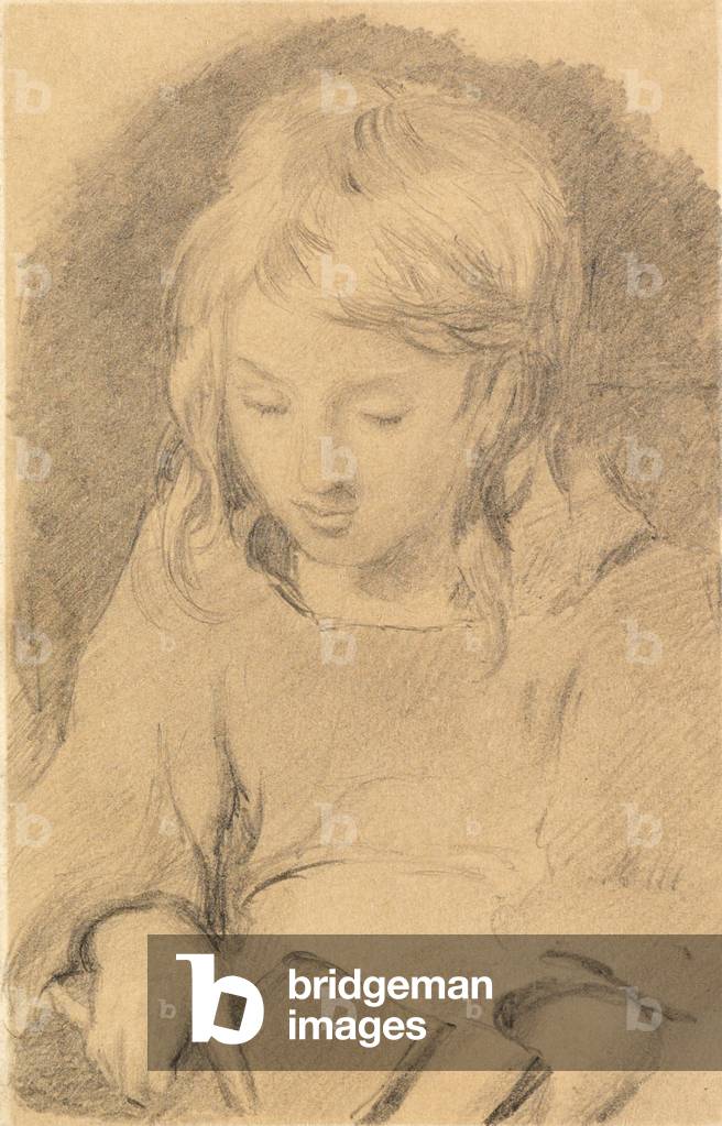 Image de Dessin représentant Une jeune fille carding laine (crayon) par Edwin Landseer