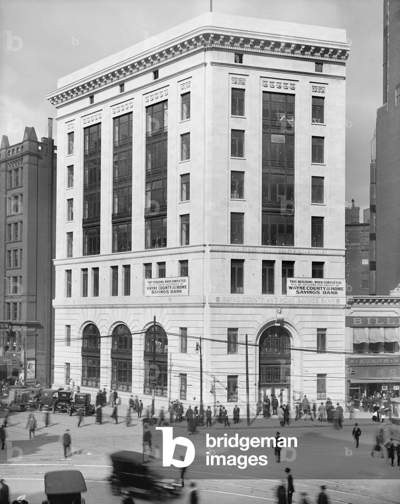 Immagine di Fotografia "Wayne County and Home Savings Bank Building" 1915 di Detroit Publishing Co., b/w