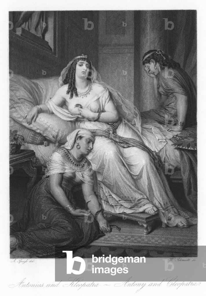 "Scena da Antonio e Cleopatra (incisione)" di August Spiess, b/w