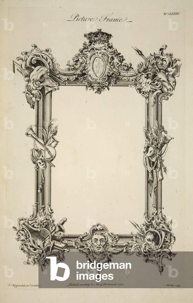 Image de Estampe représentant Design pour cadre photo 1761 par Thomas Chippendale, b/w