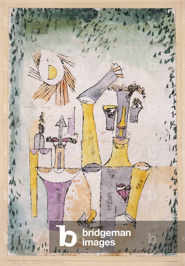 Black Magic; Schwarzmagier, 1920 (acquerello su trasferimento olio su carta innescata a gesso)