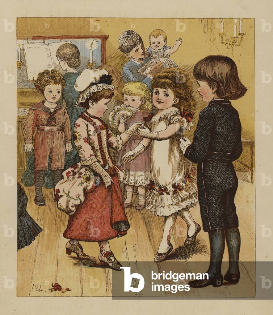 Children dancing (colour litho)