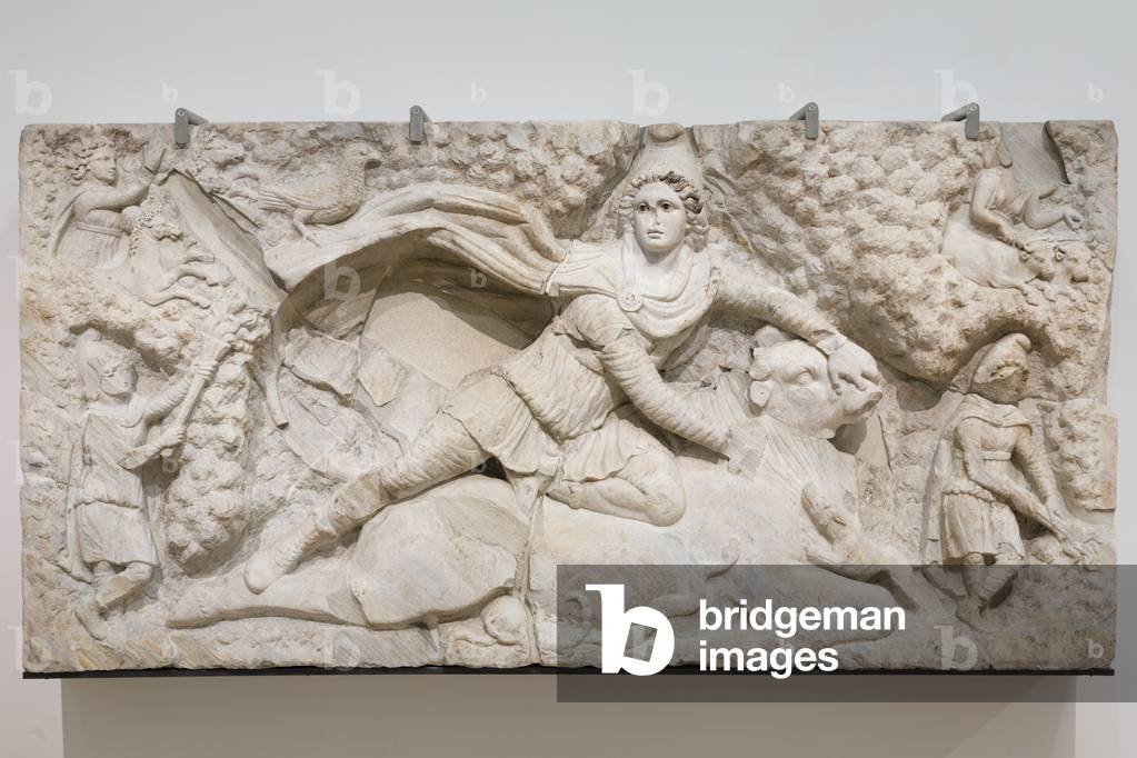 Großes Relief des Mithras, Ende des 2. Jahrhunderts nach Christus, Marmor, Nationales Römisches Museum in den 