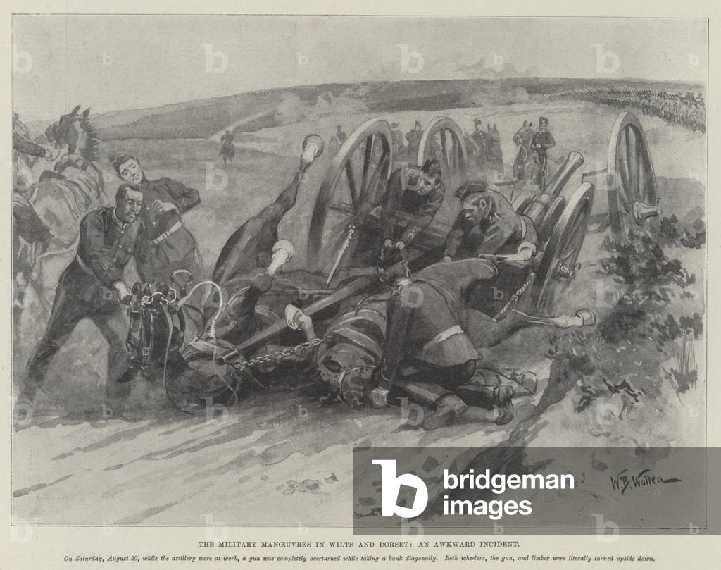 Image of Print depicting The Military Manoeuvres in Wilts and Dorset 1898 by William Barnes Wollen, b/w
