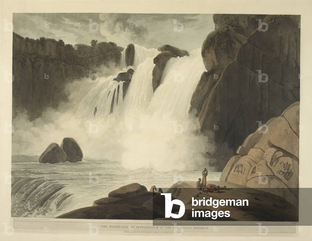The water-fall at Puppanssum in the Tinnvelly district., b/w