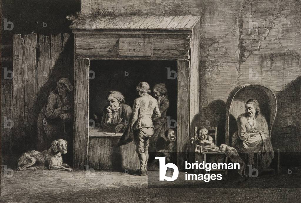 The Public Scribe, 1790 (etching)