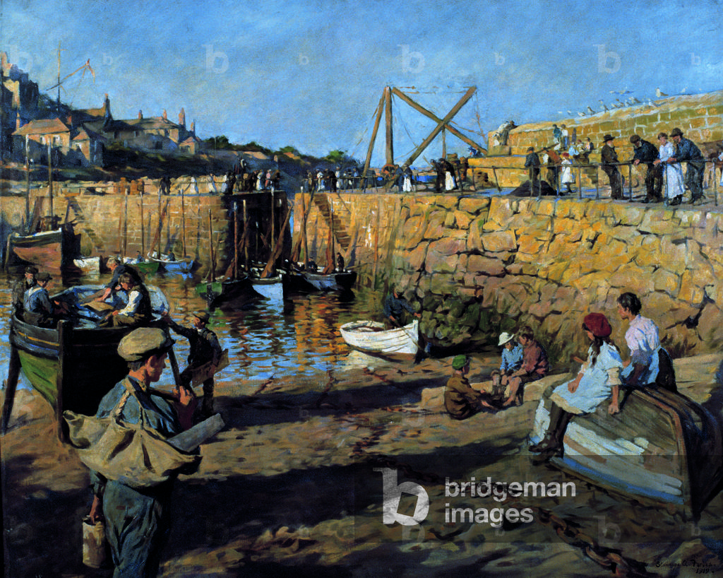 Fitting out, Mousehole Harbour, 1919 (öl auf leinwand)