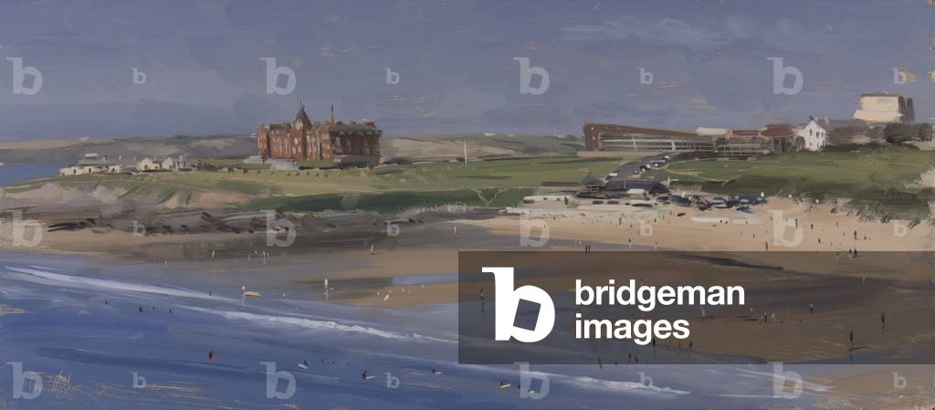 Bild von Gemälde "Fistral Beach vom südlichen Ende" 2015 von tom hughes