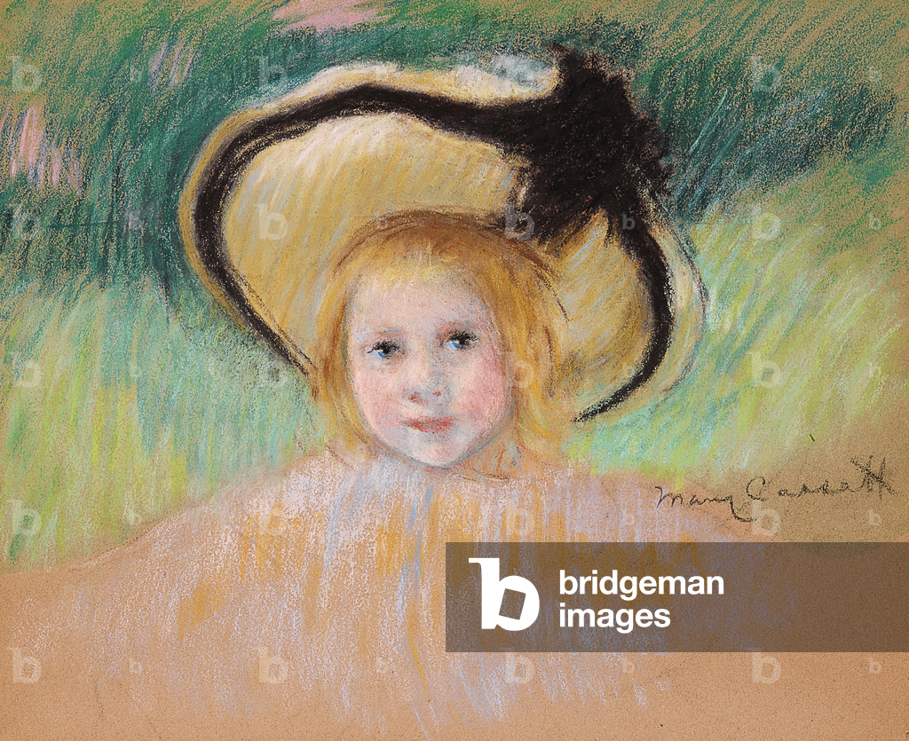 Mädchen mit Hut und schwarzer Schleife, ca. 1901-02. (Pastell auf Papier)