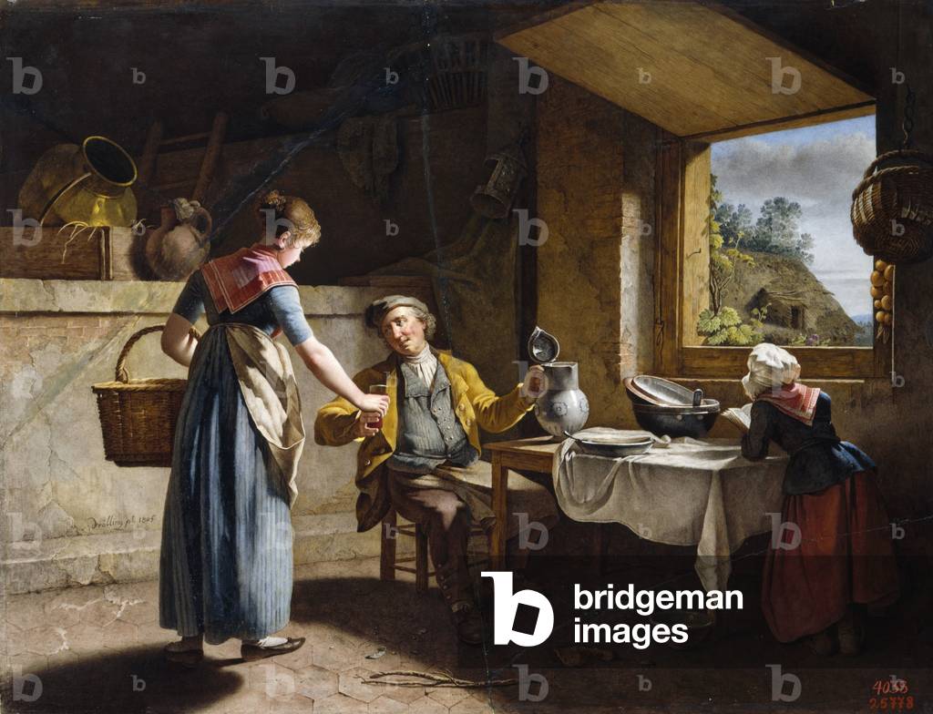 Bild von Gemälde "Der Morgen im Dorfhaus 19. Jahrhundert (Öl auf Holz)" 1801 von Gustave Dore