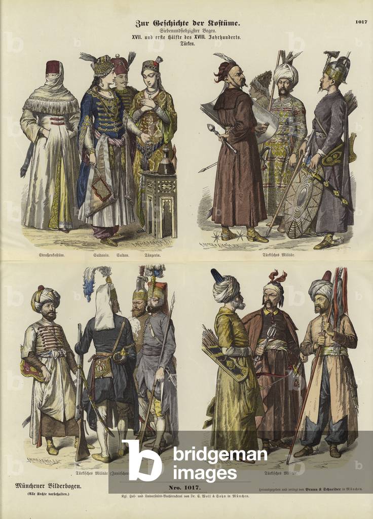 Costumi turchi, XVII e prima metà del XVIII secolo (incisione a colori)