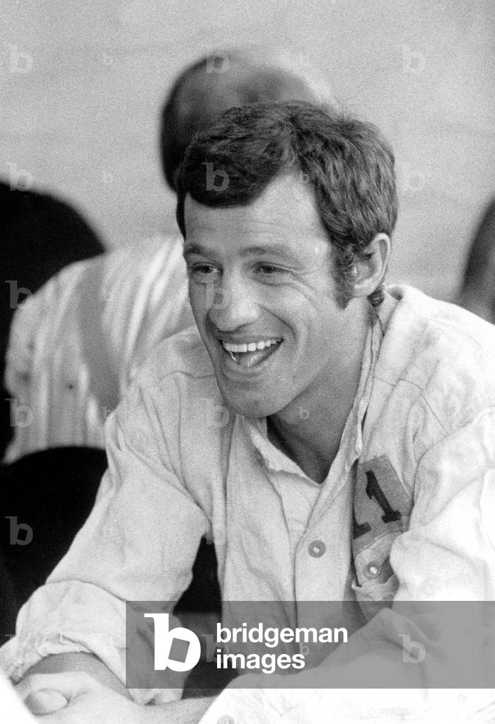 Immagine di Fotografia "Jean-Paul Belmondo sul set di The Brain" 1968, b/w