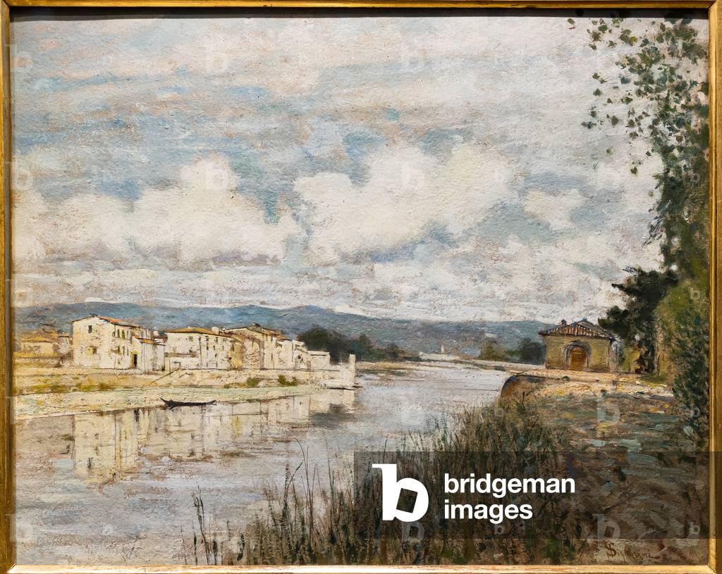 Confine sull'Arno, 1890 (olio su cartone)