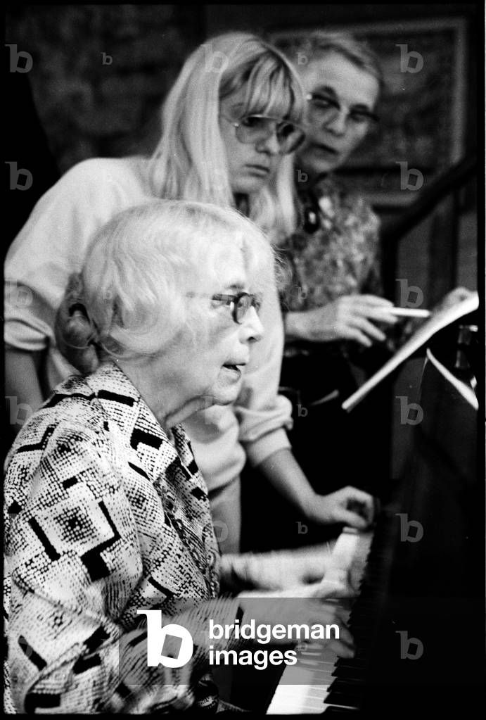 Yvonne Lefébure giving piano class by Marion Kalter, b/w