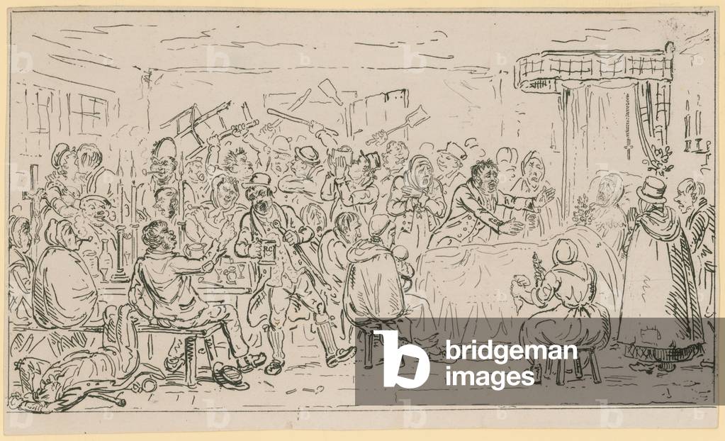 "Szene des Londoner Lebens (Gravur)" von English School, b/w