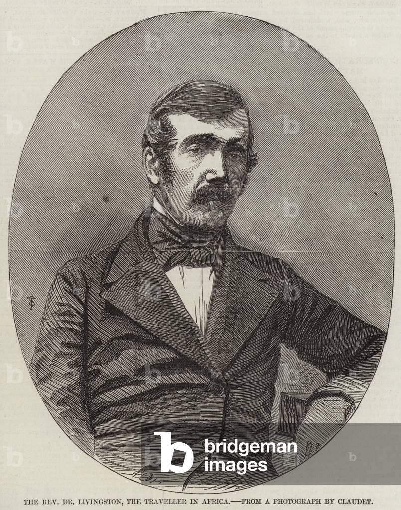 il reverendo dr livingston, il viaggiatore in Africa (incisione)