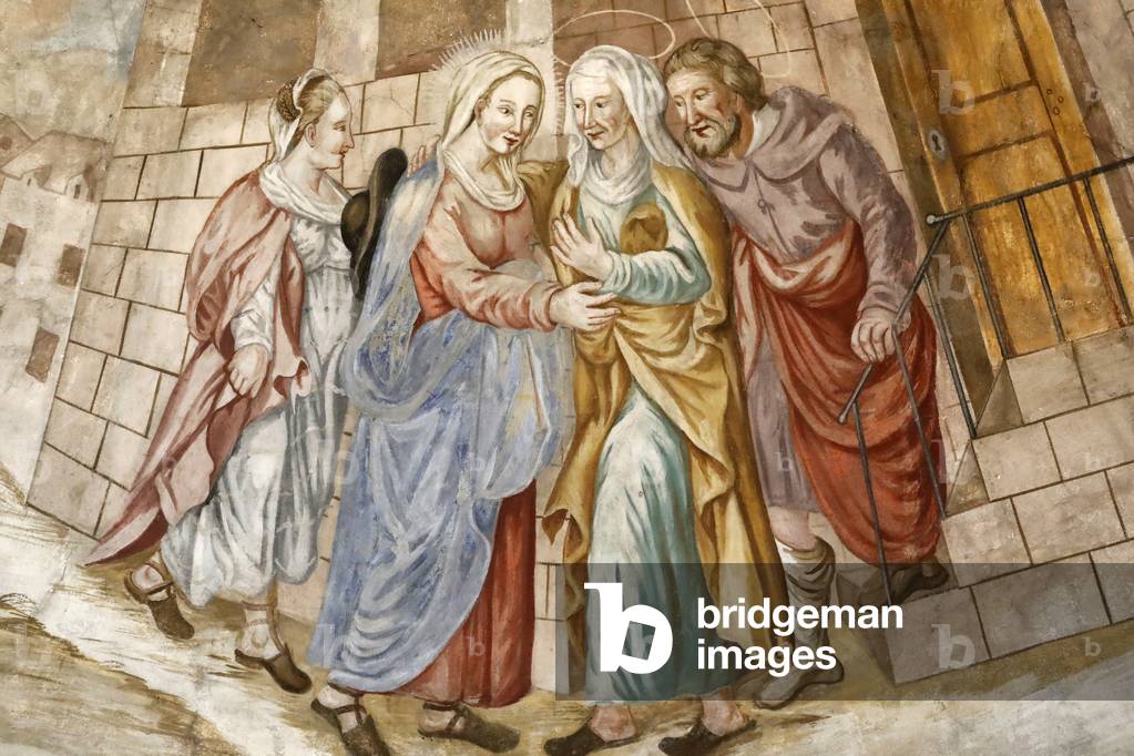 Bild von Fotografie "Kirche Notre Dame de l'Assomption de Cordon. Fresko. Die Heimsuchung der seligen Jungfrau