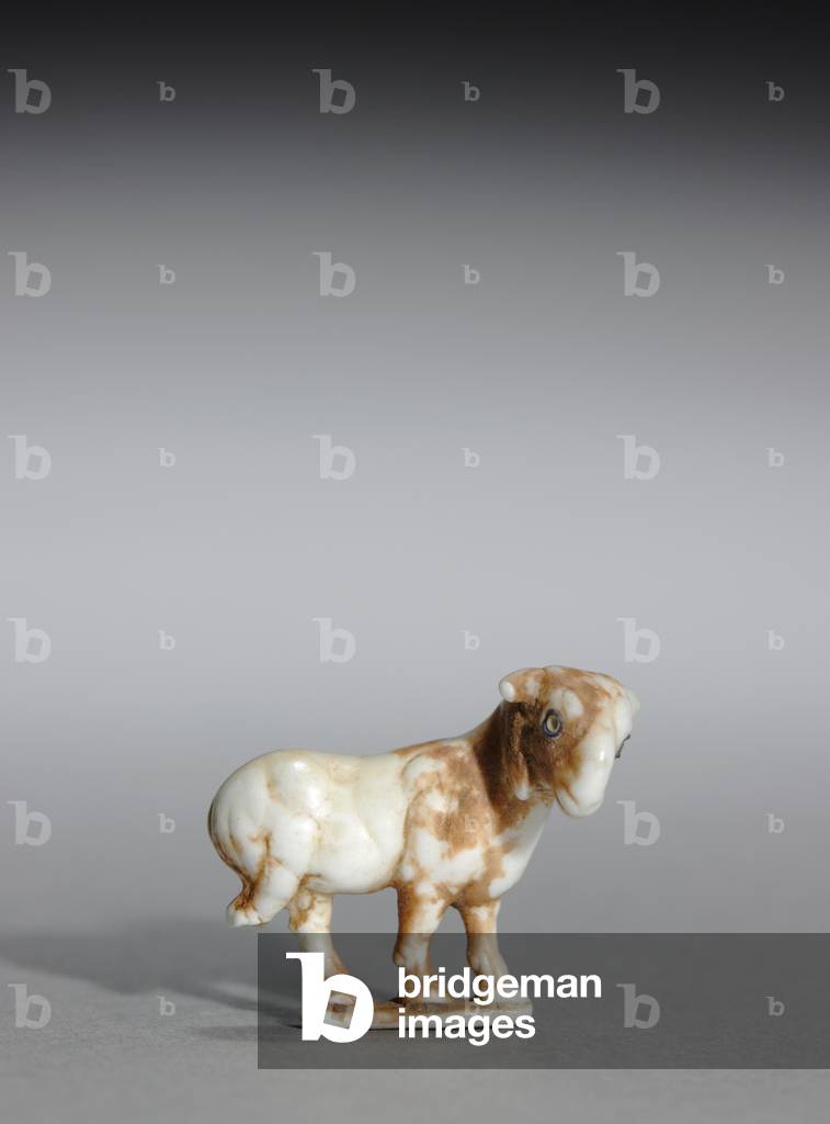 Striding Goat, c.3200-3000 BC (limestone & Egyptian blue inlay) 

