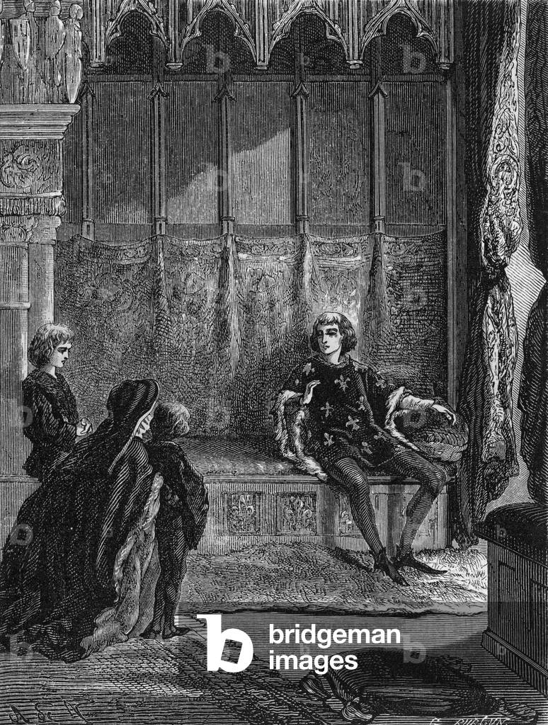 Immagine di Incisione "La Duchessa d'Orleans e i suoi figli" 1801 di French School, b/w