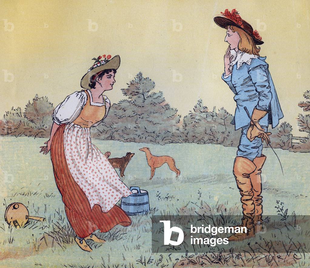 Allora non posso sposarti, mia bella cameriera!» Illustrazione di Randolph Caldecott per la filastrocca «La la