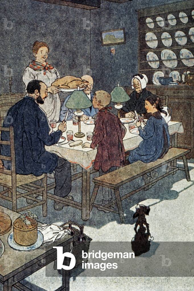 Image of Print depicting Christmas turkey 1925 by Henry Morin