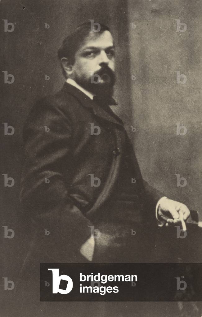 Claude Debussy, French composer (1862-1918) (b/w photo)