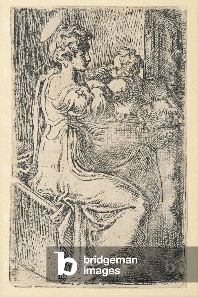 Jungfrau und Kind, 1527-1530 (Radierung)