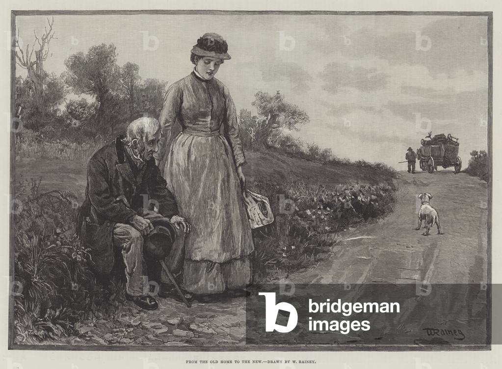 "Vom Alten Haus zum Neuen (Gravur)" 1885 von William Rainey