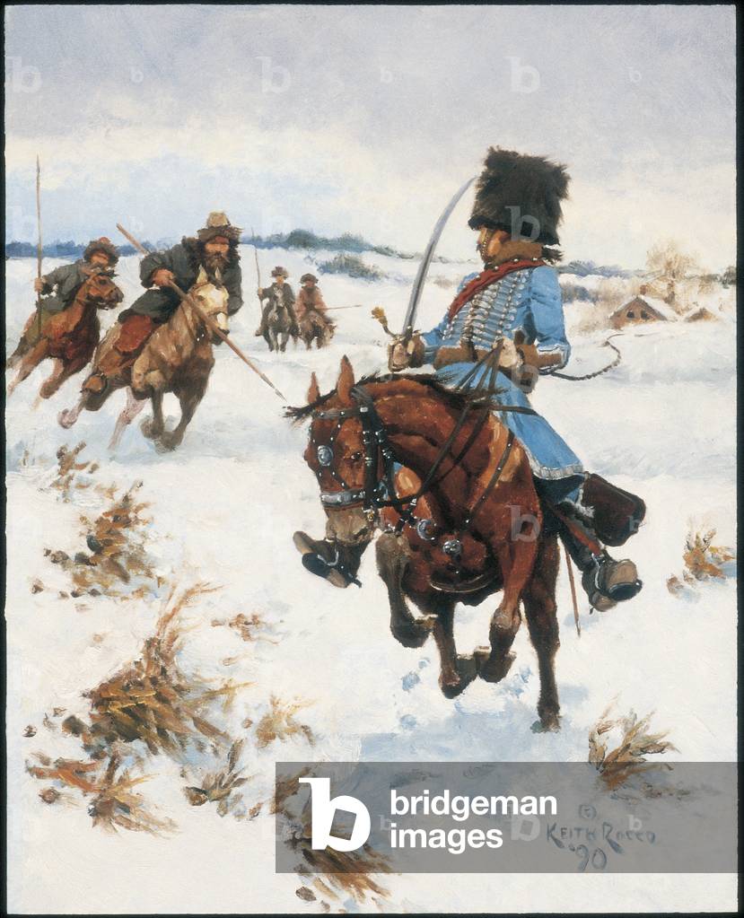 Immagine di Dipinto "Ufficiale: I Ussari in Russia 1812" 1990 di Keith Rocco