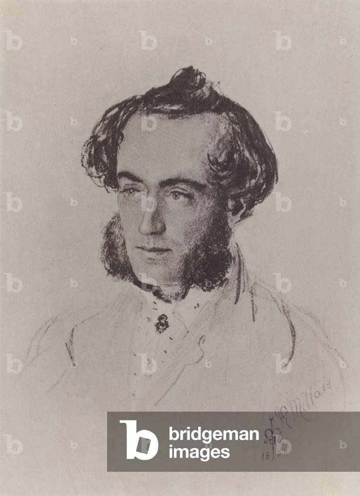 John Leech (engraving) by John Everett Millais, b/w