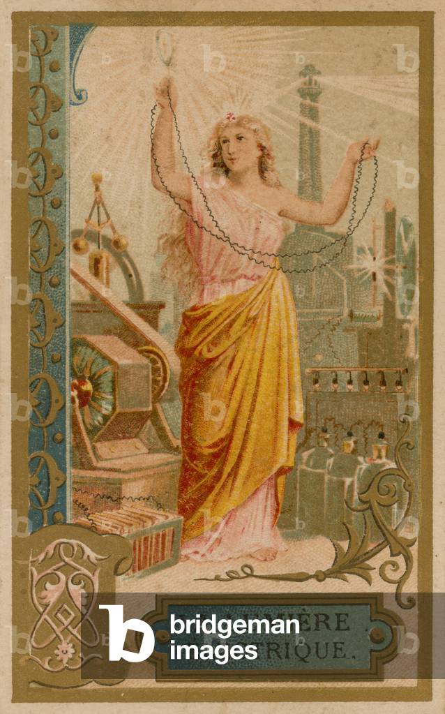 "Illuminazione elettrica (cromolito)" 1801 di French School