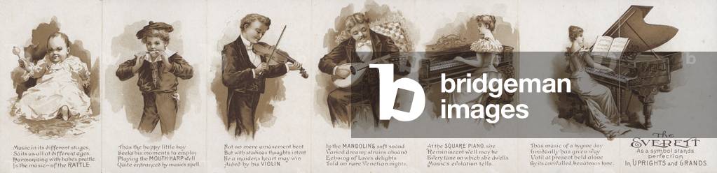 Bild von Druck "Werbung für Everett pianos (litho)" 1801 von American School