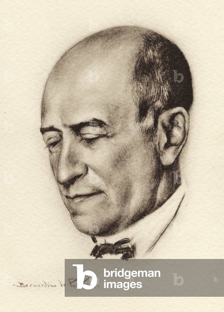 Manuel de Falla -drawing by Bernardino de Pantorba, b/w