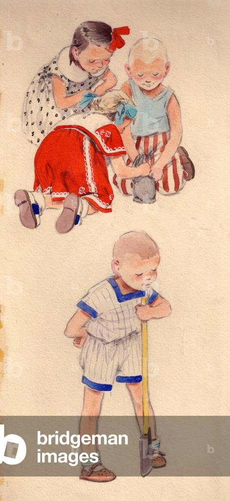 Immagine di Dipinto "Illustrazione da 'Alyonka' di Ludmila Zubkova" 1957 di Marina Uspenskaya