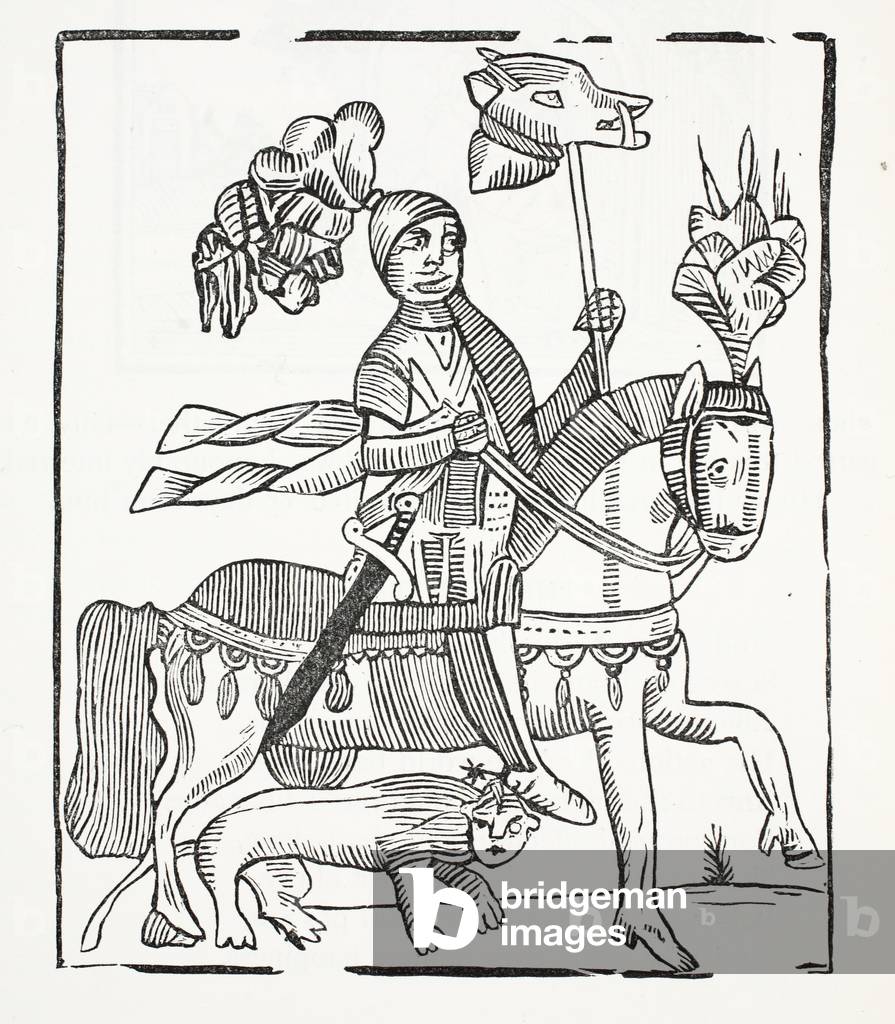 Die berühmte Geschichte von Guy Earl of Warwick, Illustration aus 'Chap-Bücher des achtzehnten Jahrhundert' vo