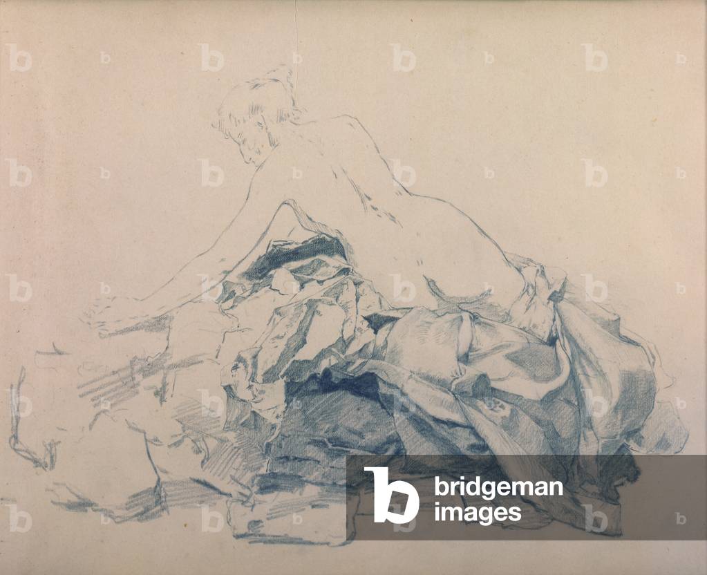 Nude-Beach View-On Drapery (graphite on paper)