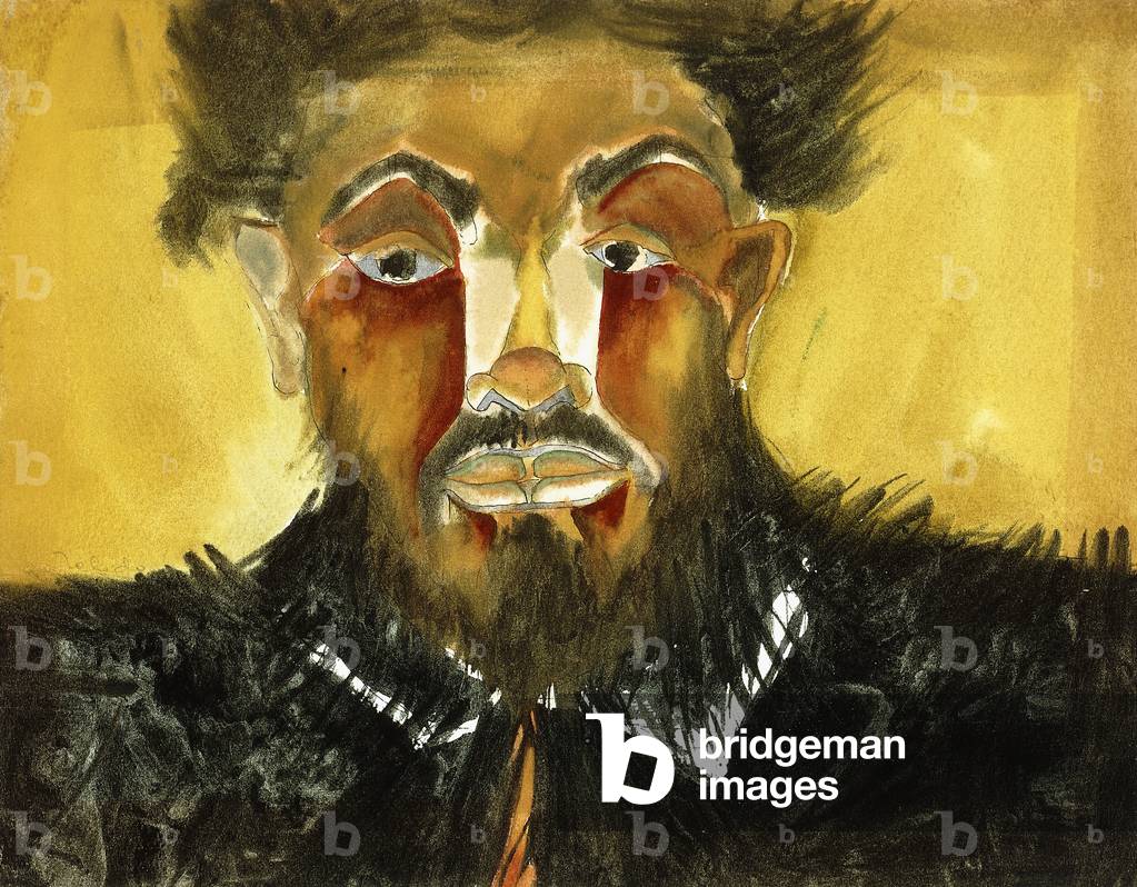 Autoportrait ; Autorretrato (gouach et stylo et encre noire sur papier) par Francisco Toledo