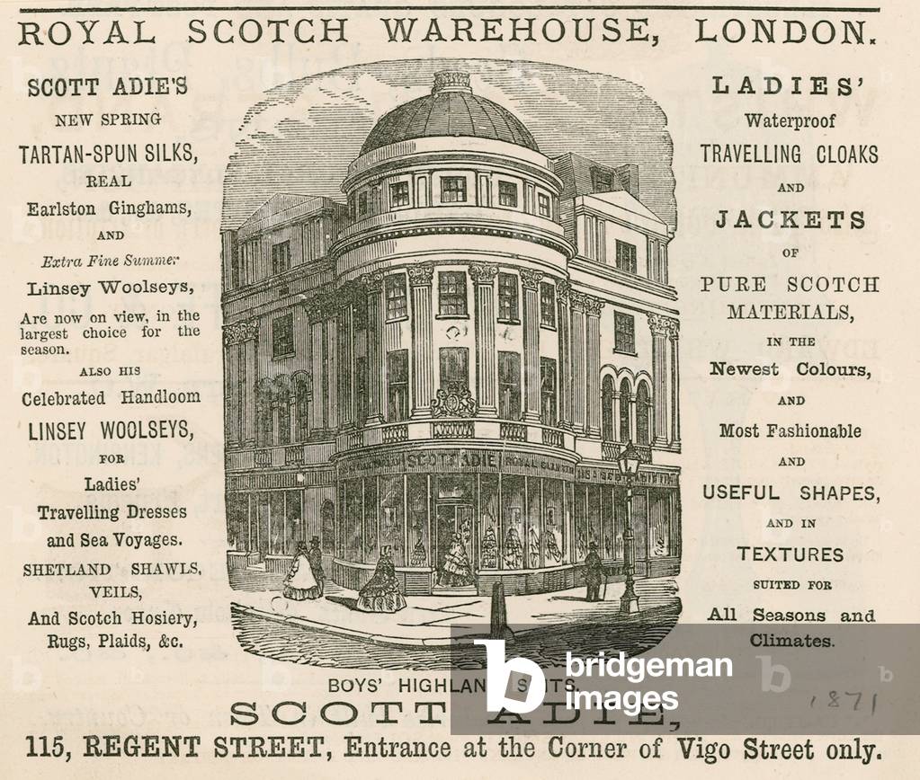 Advert for the Royal Scotch Warehouse by English Artist, b/w