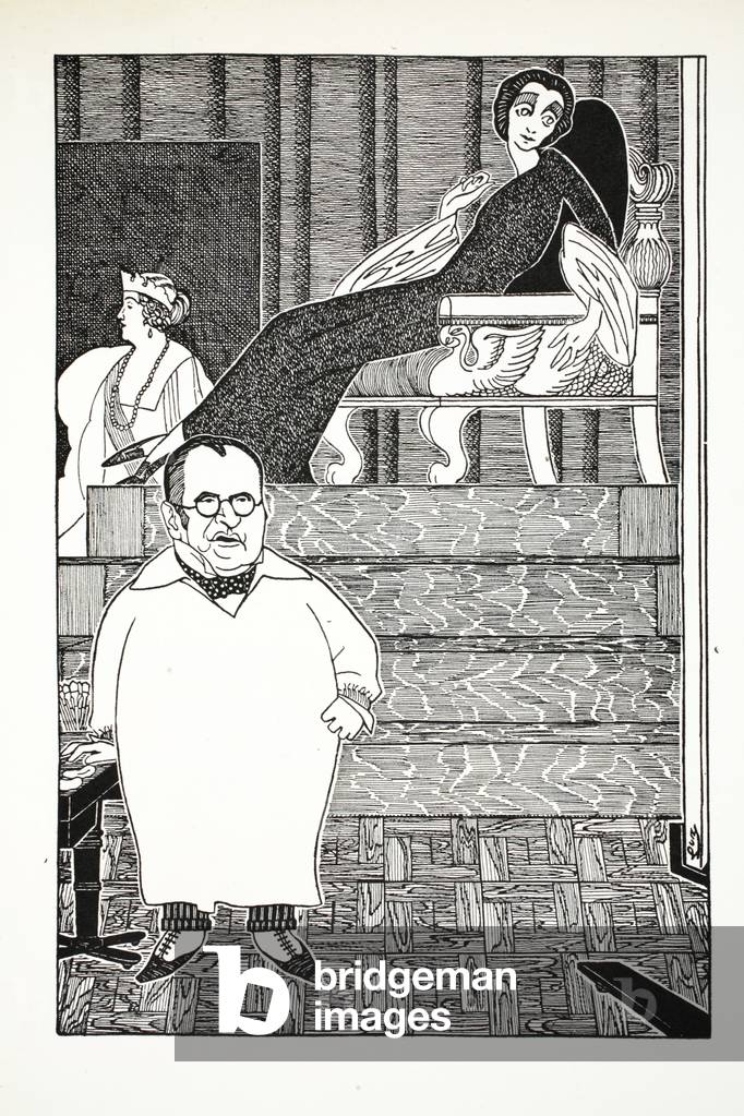 Sir John Lavery, illustrazione da Ottanta Otto Cartoni di Powys Evans, pub. Cayme Press, 1926 (lito)