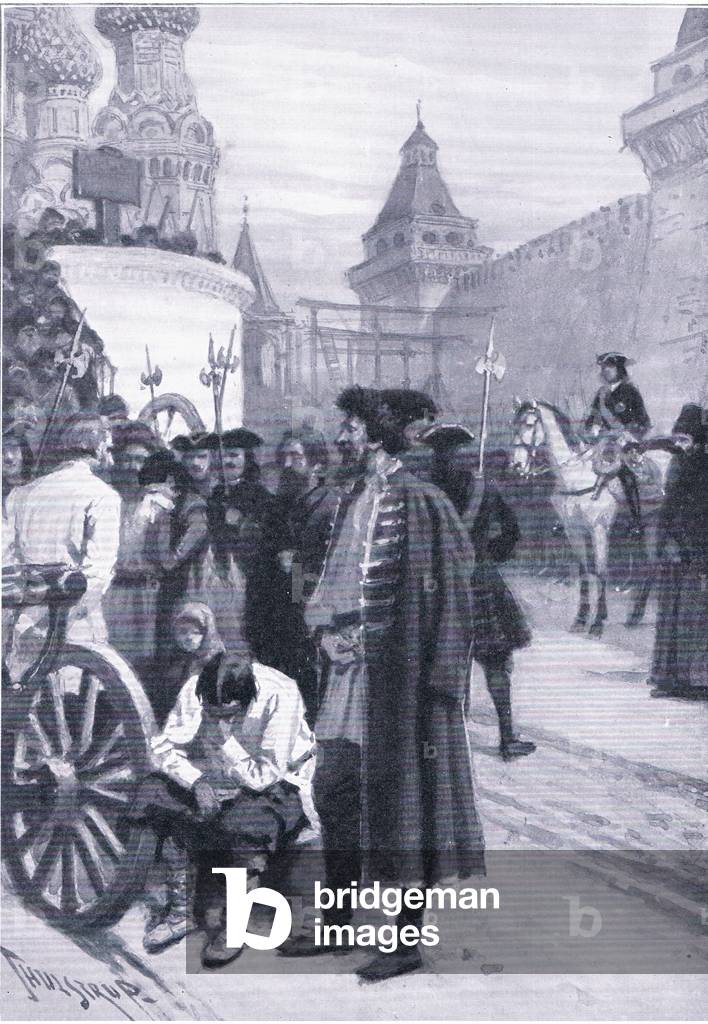 Immagine di Stampa "Esecuzione dello Strelitz per comando di Pietro il Grande" di Thure de Thulstrup