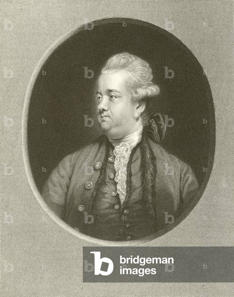 "Edward Gibbon (incisione)" di English School, b/w